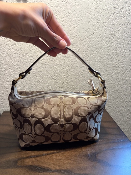 Coach Signature Flower Appliqué Mini Baguette Bag